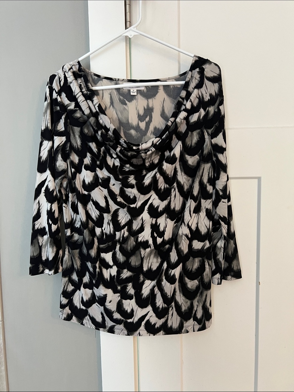 Calvin Klein Black and White Cowl Neck Blouse